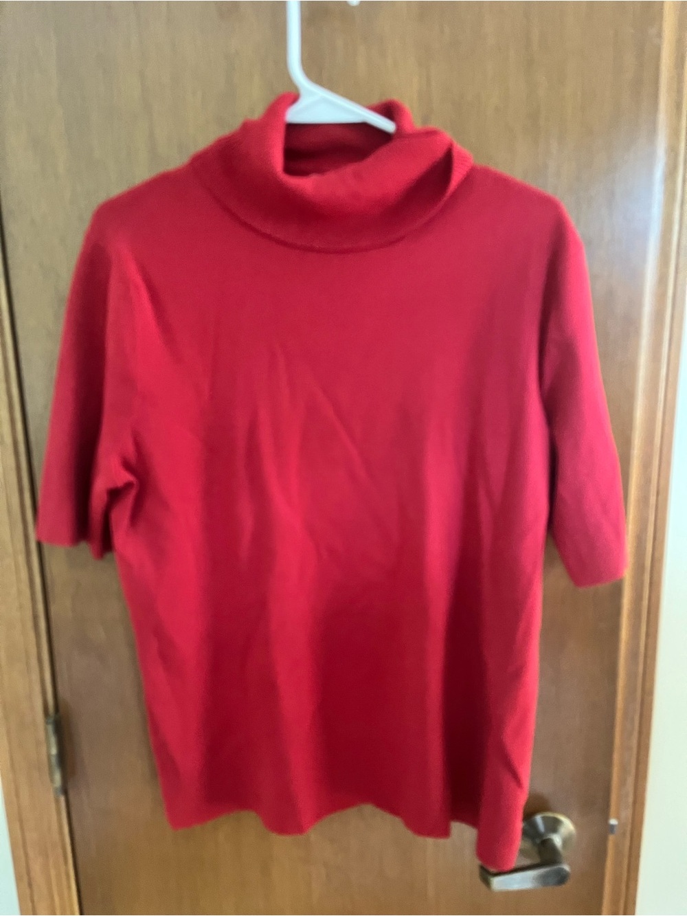 Anne Klein Red Short-Sleeve Turtleneck Tee